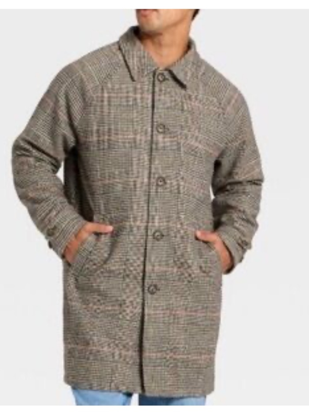 Goodfellow & Co Plaid Button-Up Overcoat in Brown and Tan